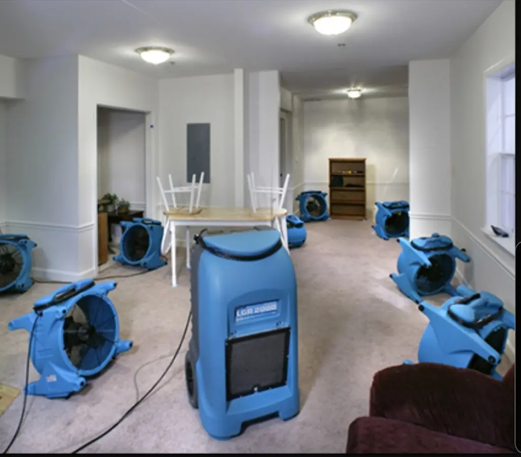 Air movers and dehumidifier setup for Water Extraction & Removal in Spring Lake
