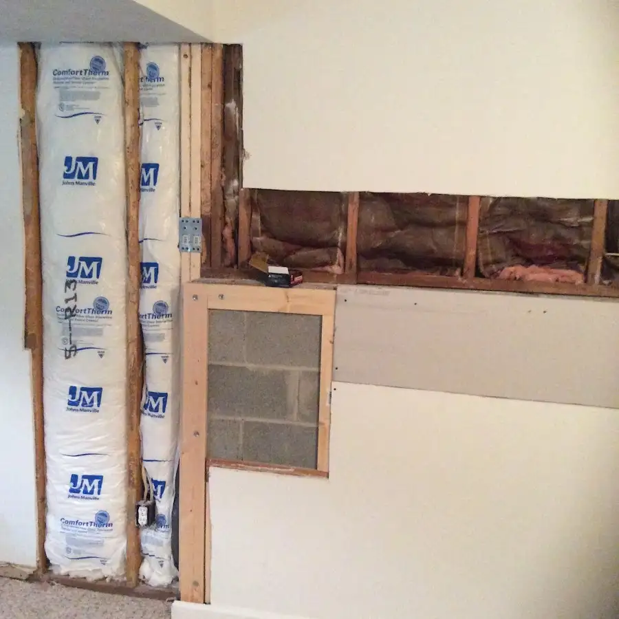 Wall insulation replacement during Basement Flood Cleanup in Spring Lake